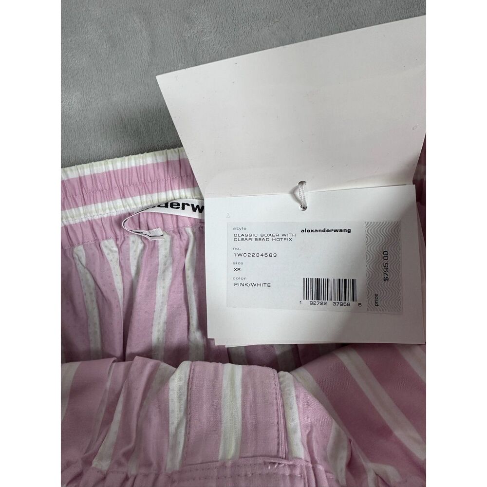 Alexander Wang Pink/ White Classic Boxer Shorts w Clear Bead in Size XS - Picture 7 of 7